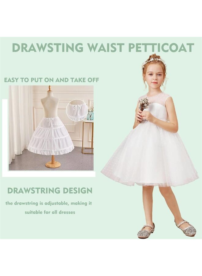 LAMAY Girls' Slips, Ball Gown Petticoat 2 & 3 Hoops Crinoline Skirt Full Slip for Girls Flower Girl Sleeveless Full Slip 3 Hoops Petticoat ( 55CM ) - Image 3